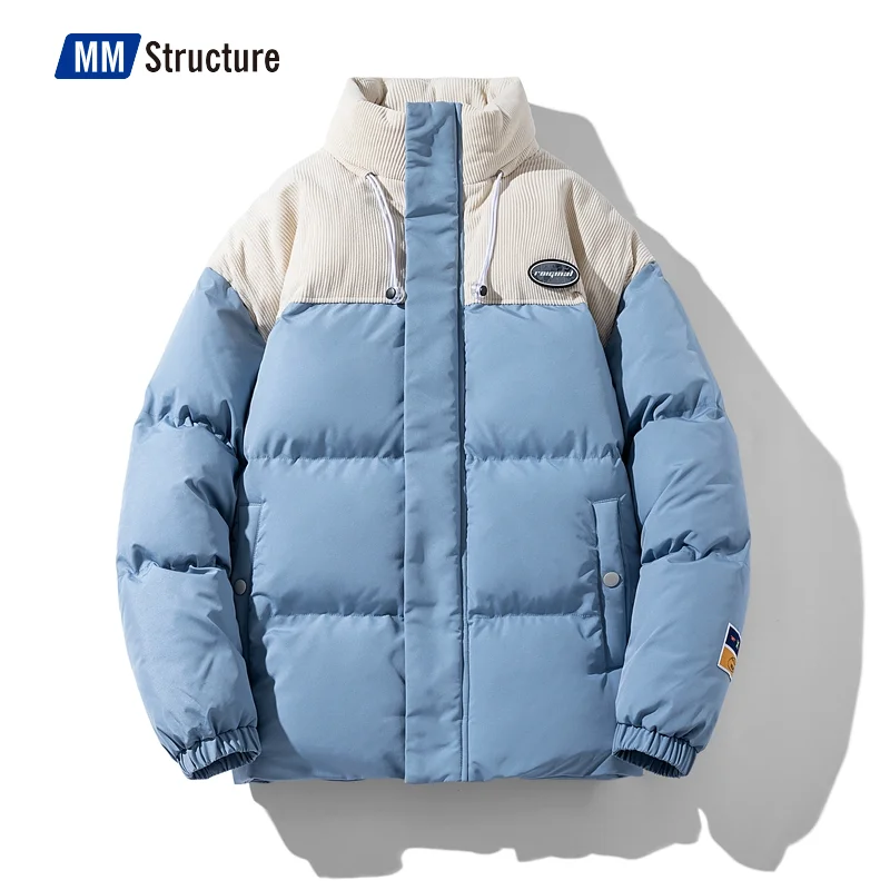 2022 Winter Japanese Style Streetwear Vintage Thicken Parkas Men Oversize Warm Puffer Jacket   Plus Size Contrast Bubble Coat