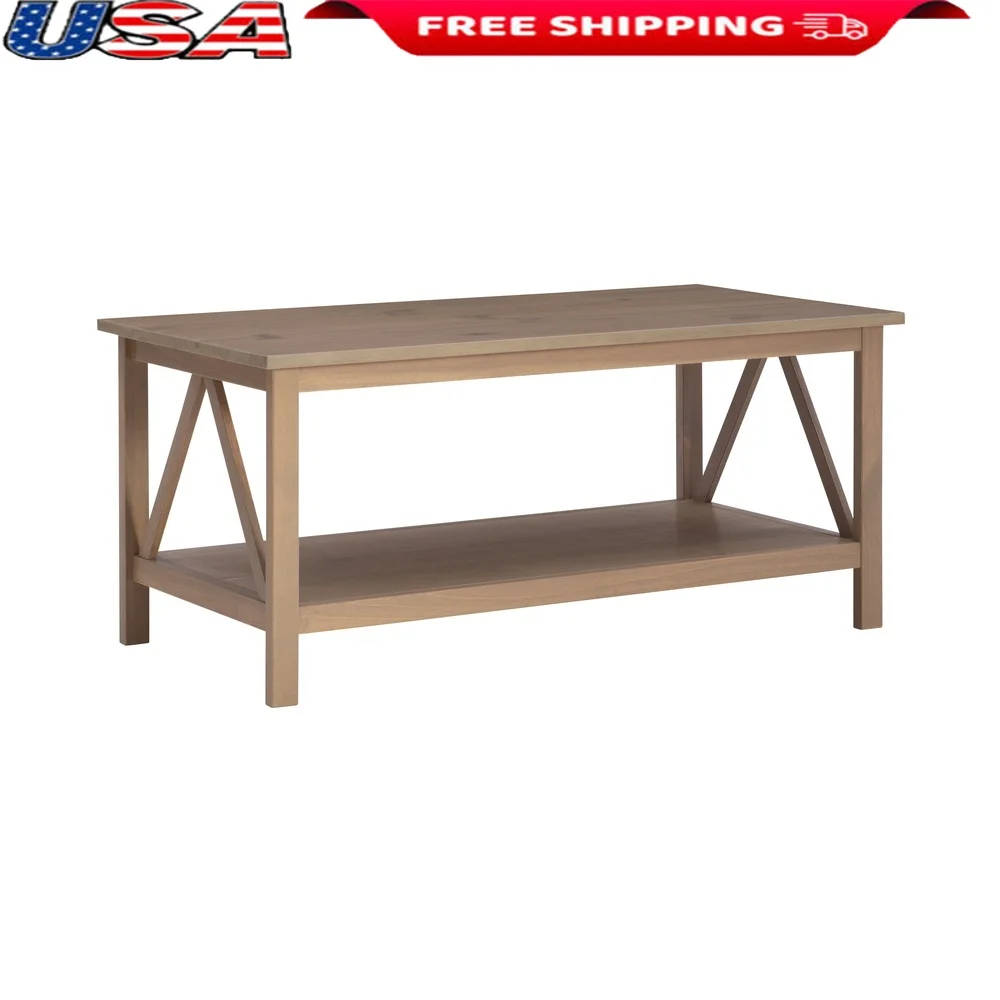 

Журнальный столик из коряги в деревенском стиле с полкой для хранения, прямоугольный дизайн для дома, прочный сосновый МДФ, идеальный дисплей для гостиной