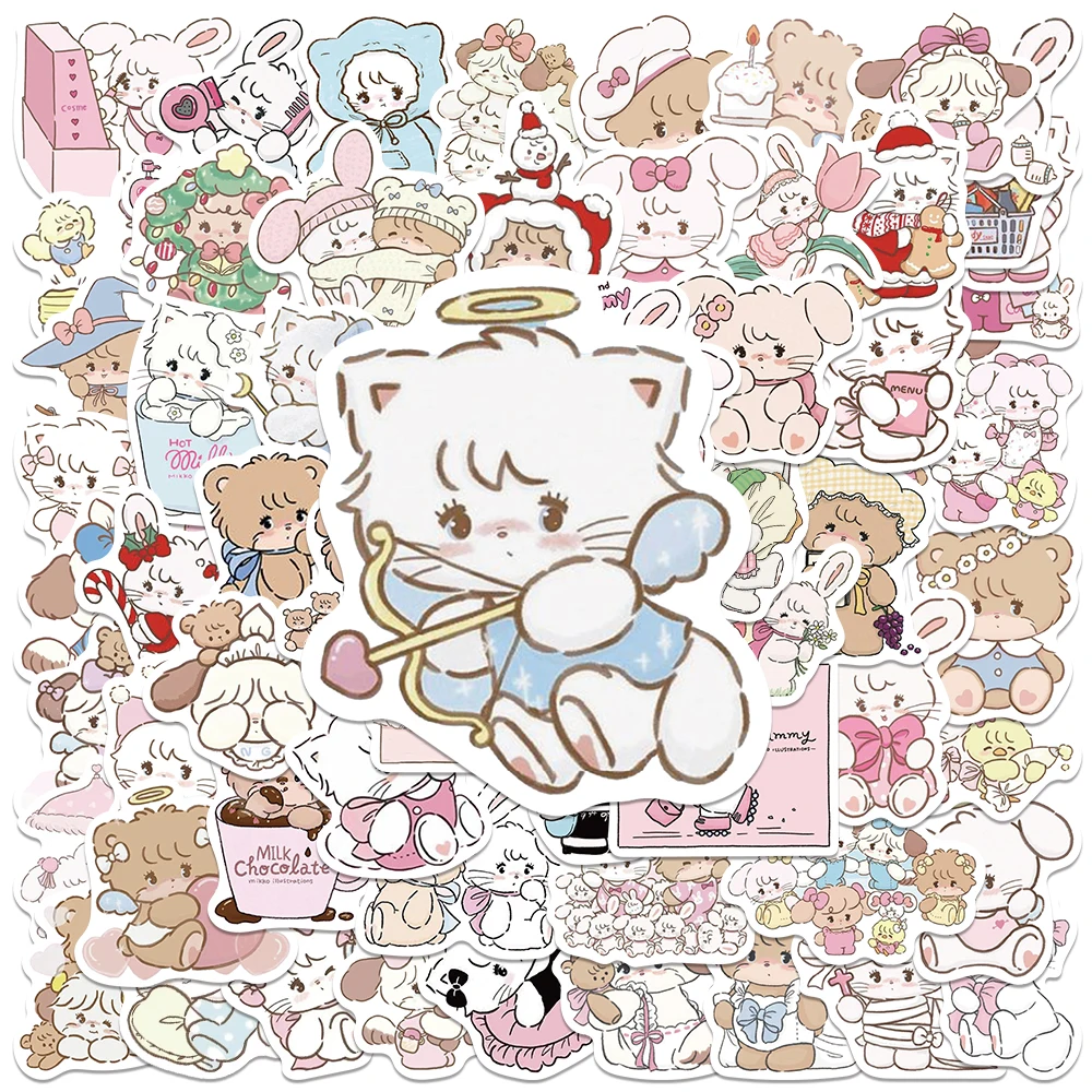 60pcs Cartoon Anime Cute MIKKO Stickers Kawaii Animals Graffiti Decals Laptop Luggage Skateboard Guitar Water Bottle Sticker