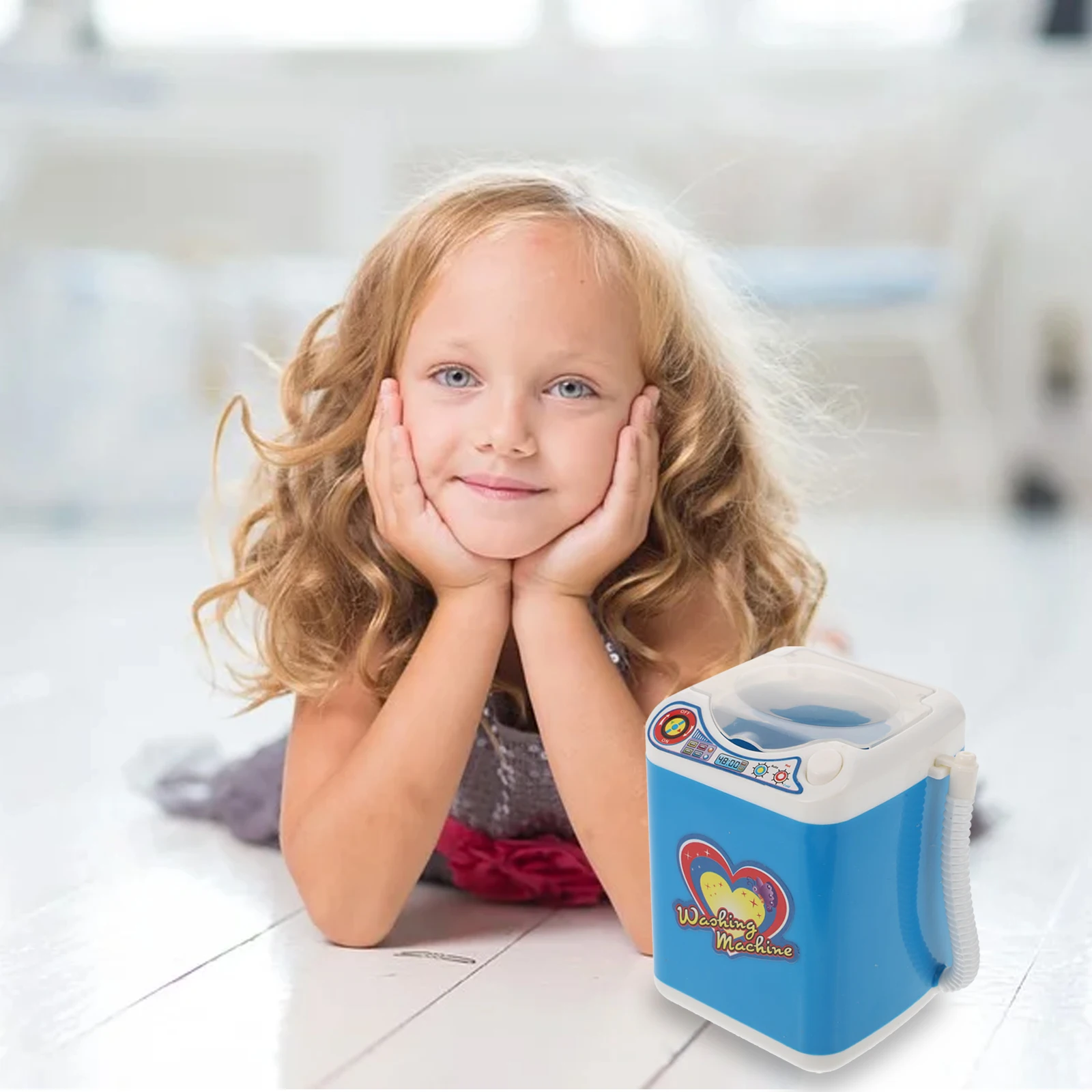 Simulation Mini Washing Machine for Kids Pretend Play Laundry Playset Washer Toy