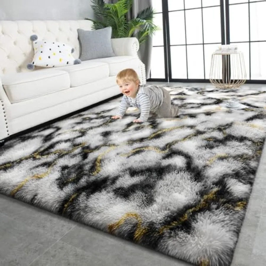 

Super Soft Shaggy Rugs Fluffy Carpets 6x9 Feet Indoor Modern Plush Area Rugs for Living Room Bedroom Room Nursery Home Decor Up