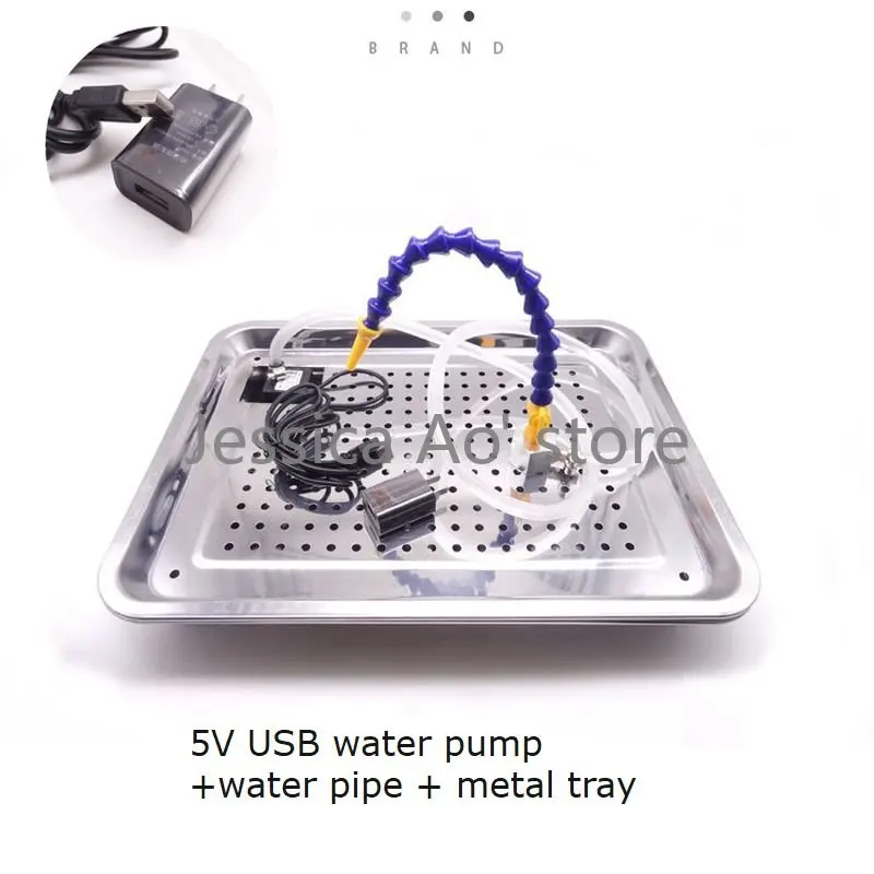 

5V USB Water Circulating Pump Drip Cooling Device with Metal Tray Jade Carving Tools Water Cycle 220V Water Pump Carving Table