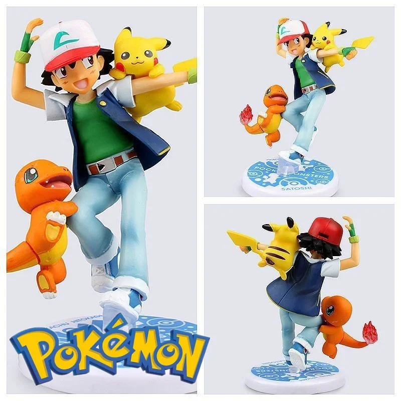 

Pokemon Ash Ketchum Pikachu Charmander 10cm Action Figure Anime Collection Toys ​computer Decoration Boy Birthday Gift Toy