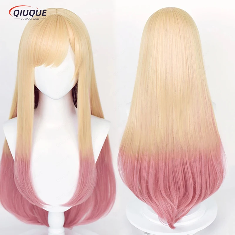 Anime Marin Kitagawa Cosplay Wig Golden Pink Ombre Heat Resistant Synthetic Hair Wigs + Wig cap