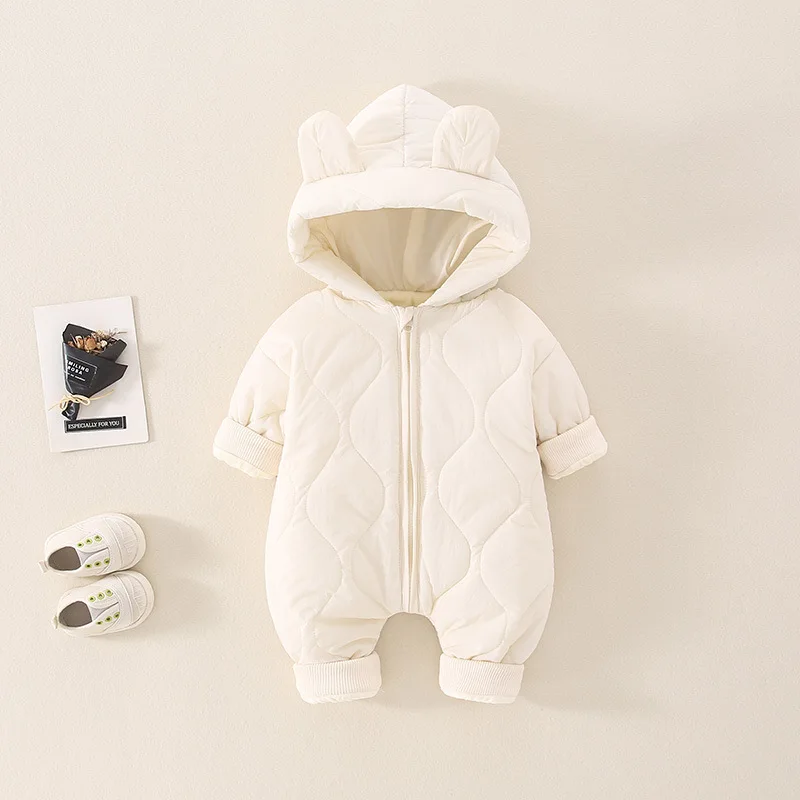 Newborn jumpsuit for autumn and winter children\'s warmth Long sleeved thickened jumpsuit for girls and boys Warm romper