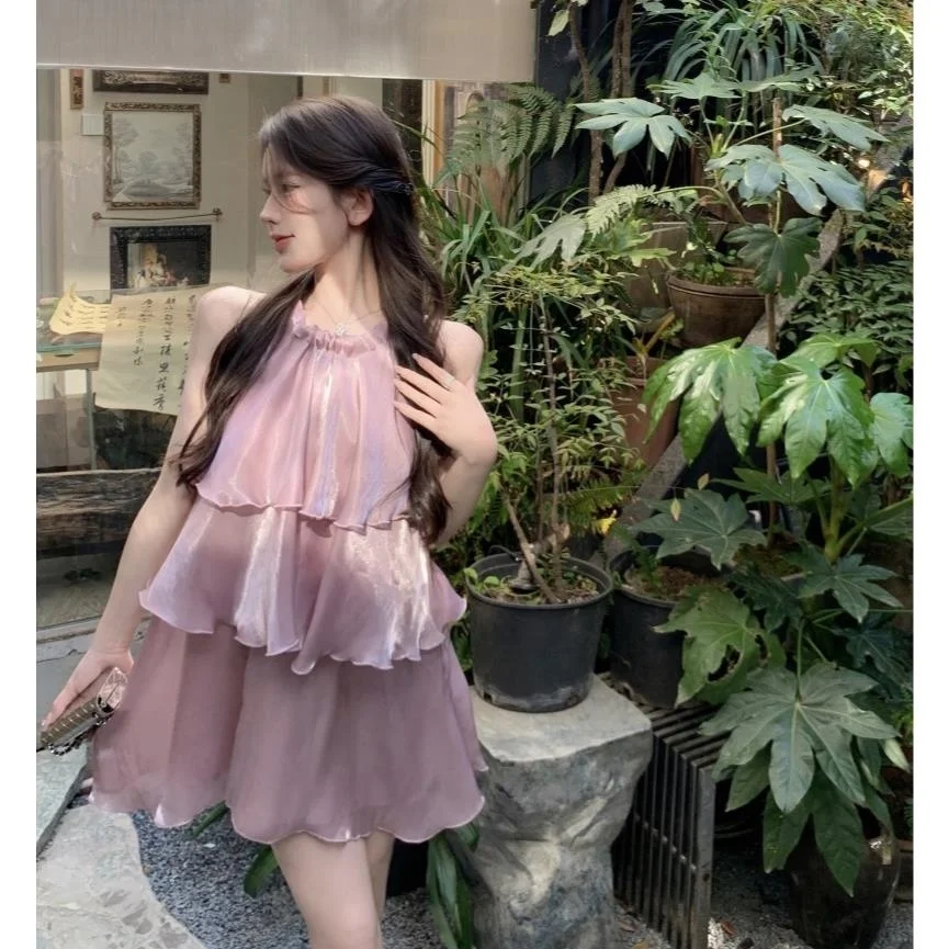 Jurken Dames Flowy Chiffon Geplooide Maxi Rok Zomer Elegant Boho Strand Vakantie Hoge Taille Lichtgewicht Casual Modern Zacht