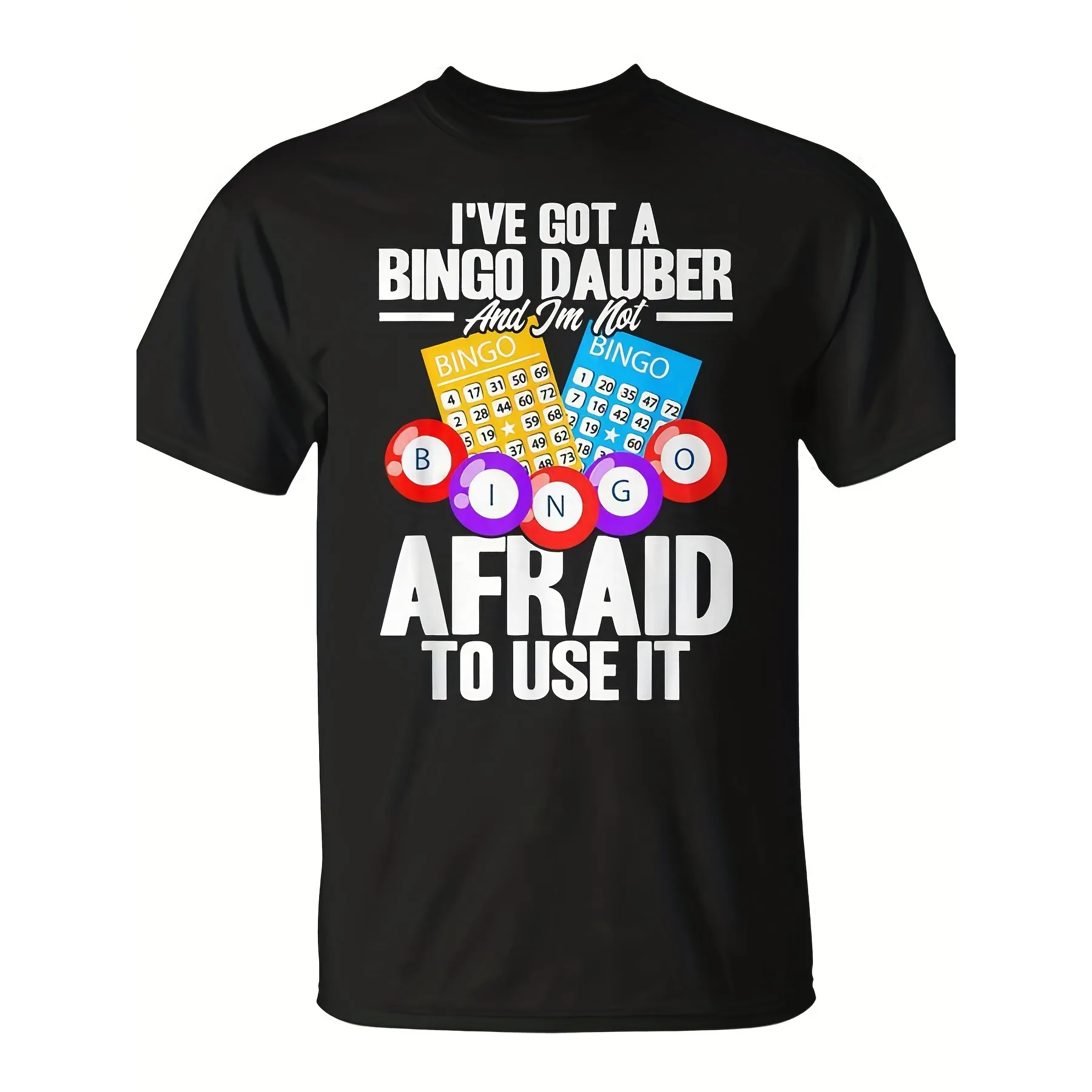 Bingo Dauber Graphic T-Shirt Funny Player Gift Men's Cotton Casual Crew Neck Tee Breathable Short Sleeve Summer Graphic Top
