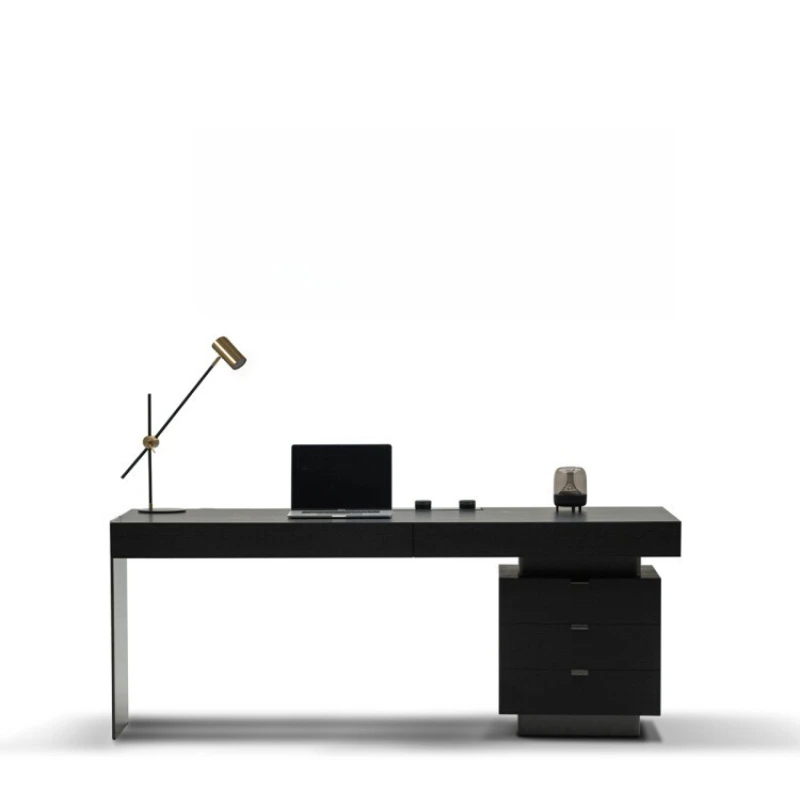 

Italian minimalist light luxury desk, high-end feeling to the living room, intelligent all-solid wood open study, computer table