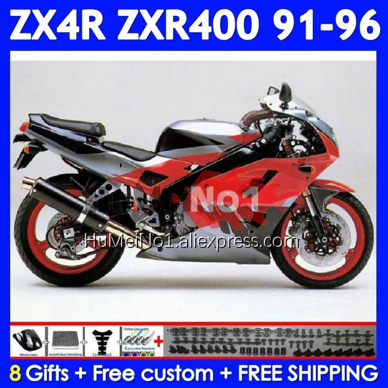 Bodys For KAWASAKI NINJA ZXR-400 Silvery red ZX4R ZXR400 91 92 93 95 96 251No.70 ZXR 400 1991 1992 1993 1994 1995 1996 Fairing