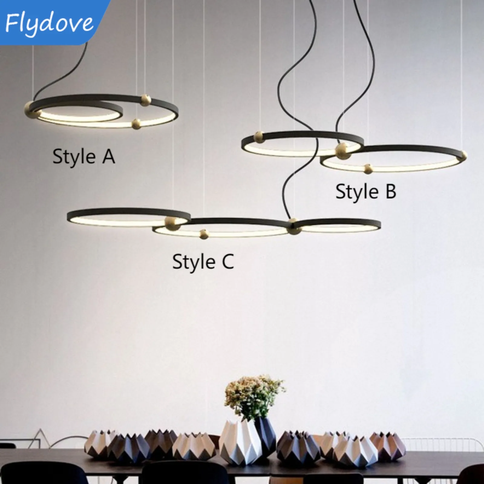 

Nordic Modern LED Ring Pendant Light Suspend Hang Lamp Indoor Dining Living Room Kitchen Island Bar Chandelier Decor Fixtures