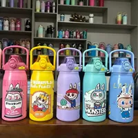 NEW 1200ml Labubu Stainless Steel Insulated Cup Large Capacity Sports Water Bottle New Cartoon Pop Cap Portable Straw Water Cup