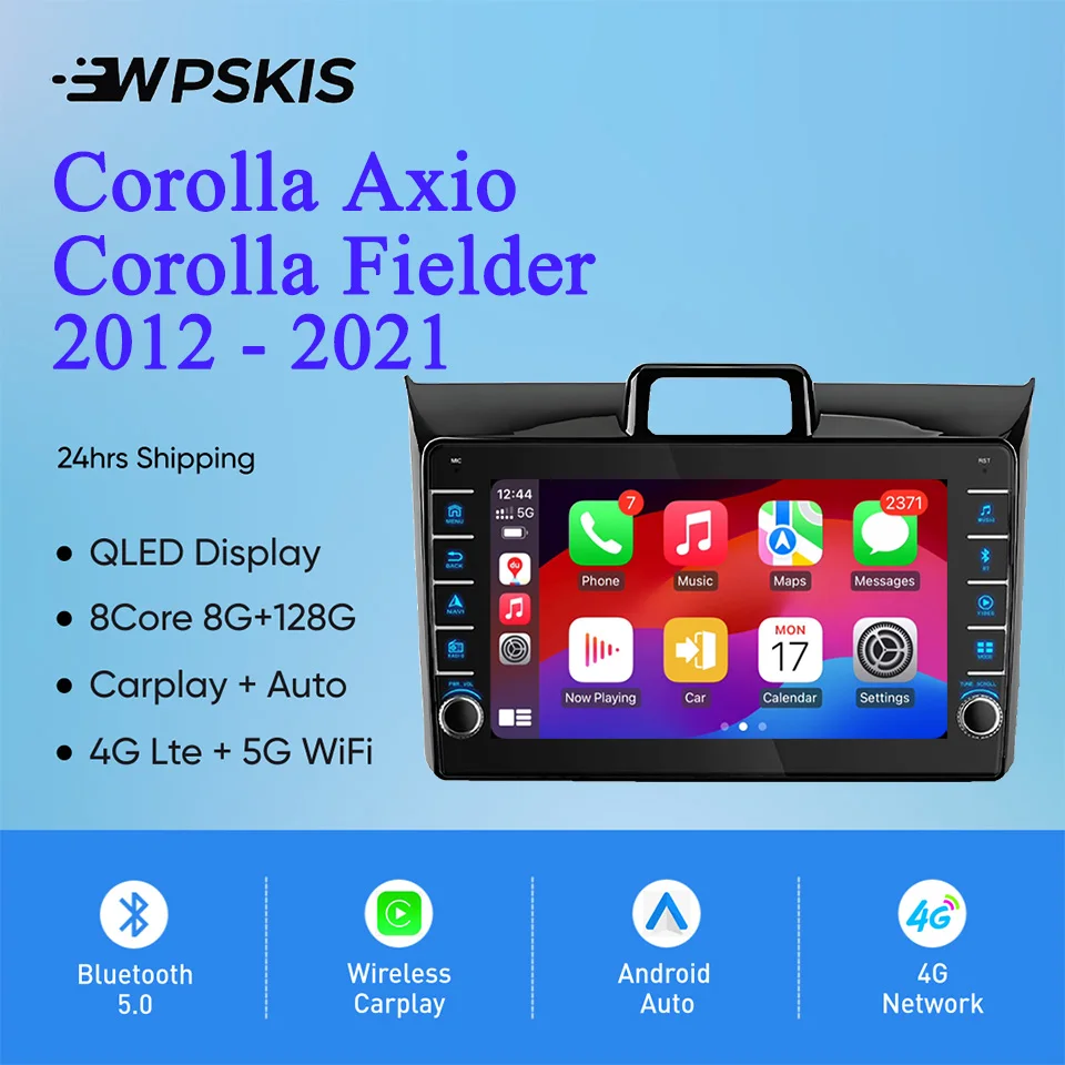 8G Ram 128GB QLED Car Radio Video Audio A/V Music DVD Player GPS Navi For Toyota Corolla Axio Fielder 2012 - 2021 Carplay Auto