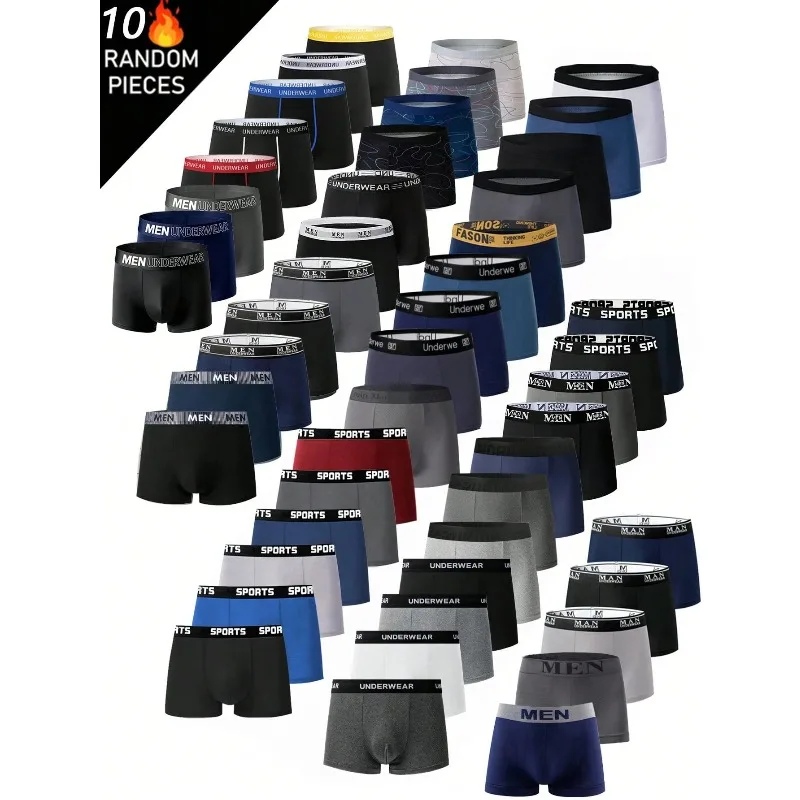 

Набор из 10 случайных мужских трусов-боксеров: мягкие, дышащие, удобные и универсальные, для молодых мужчин, для отдыха и спорта