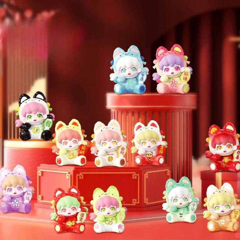 

Mioco Lucky Cat Series Blind Box Toys Kawaii Cartoon Action Figures Surprise Mysterious Box Desktop Ornaments Doll Girl Gifts