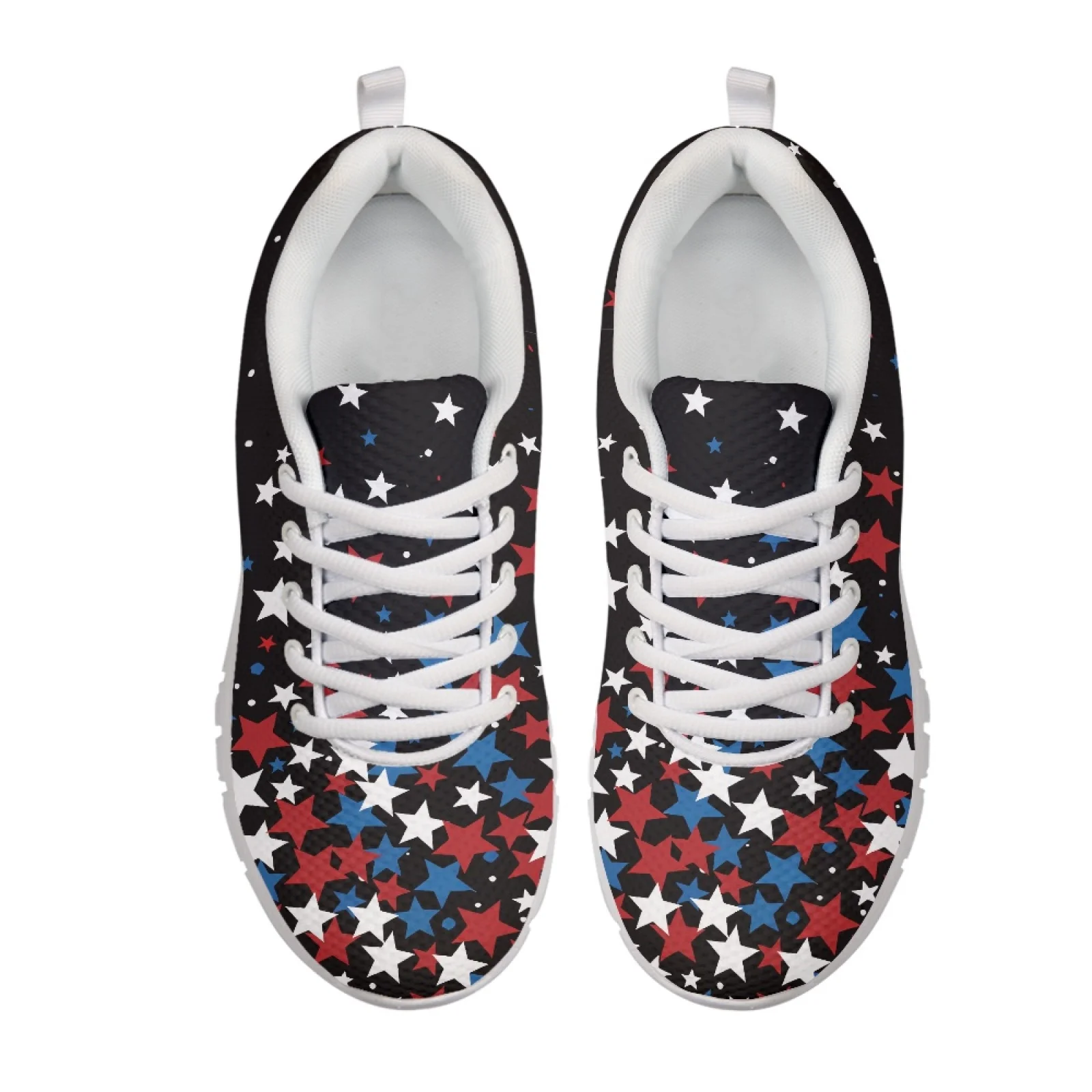Coloranimal Red White Blue Stars Lightweight Running Shoes for Womens Mesh & EVA Sole Sports Trainers New Arrival