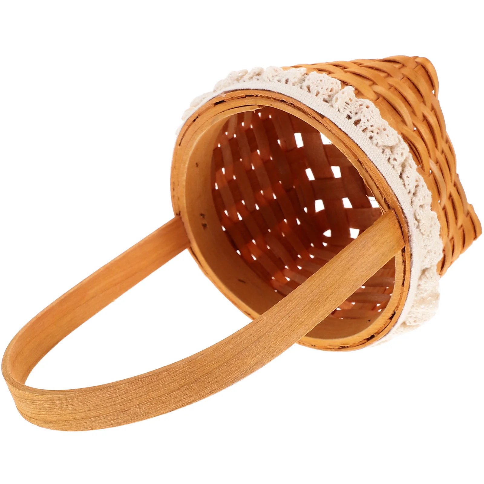 

Rustic Wooden Basket Woven Storage Holder Small Size for Bread Fruits Snacks Home Restaurant Bakery Decorative Table Accessory