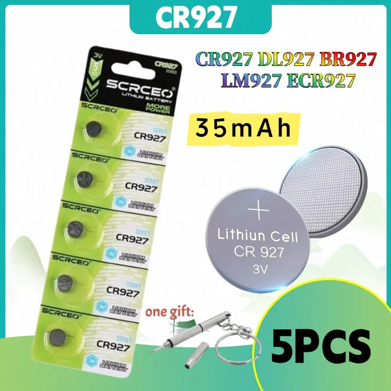 

5PCS CR927 DL927 3V Lithium Battery Button Coin Cells 927 BR927 LM927 ECR927 BR927-1W 5011L for Watch Remote Toy Calculator