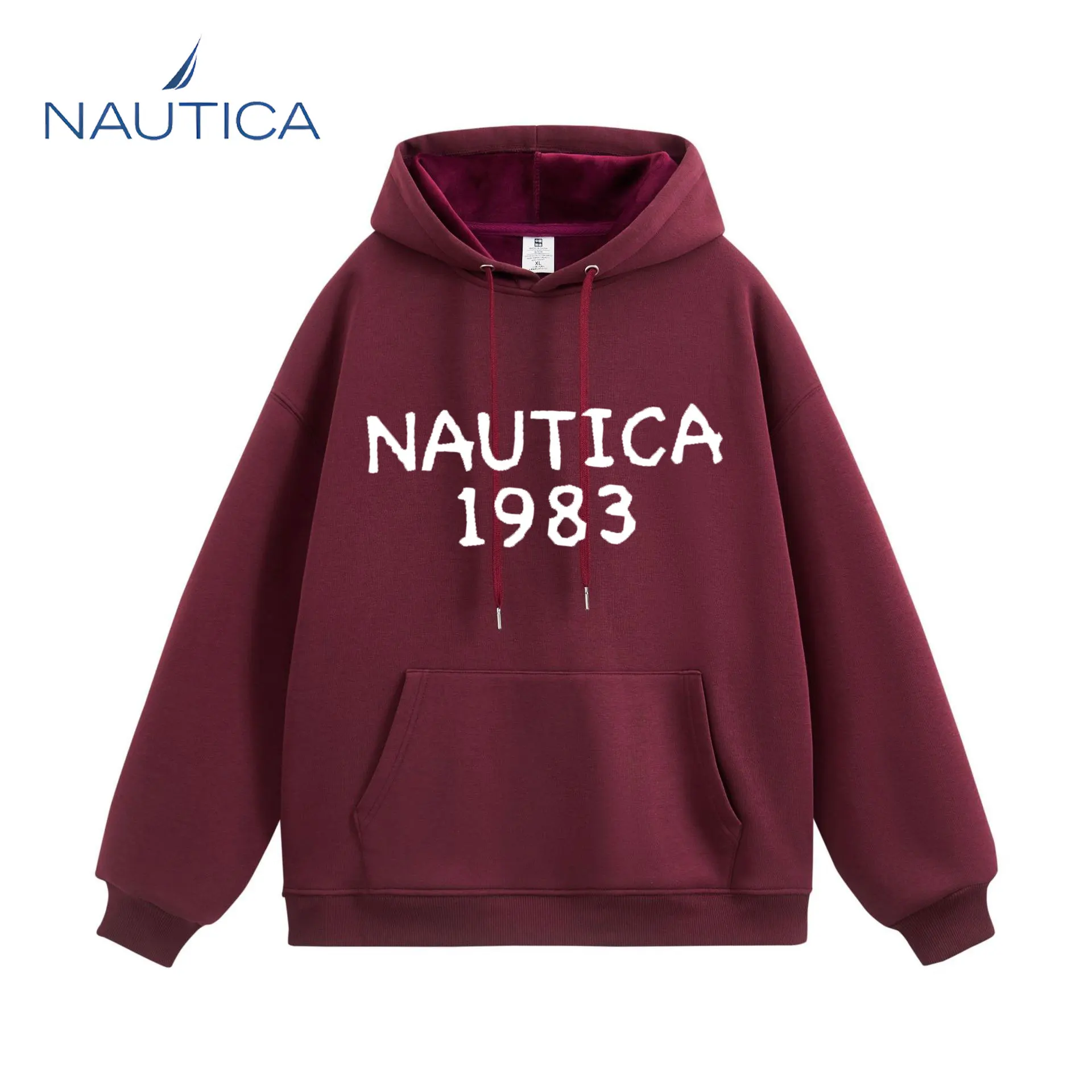 Nautica New Cross border Hot Selling Printed 1983 Men's Outdoor Motorcycle Street Equipment Armored Hoodie Women's Same Style