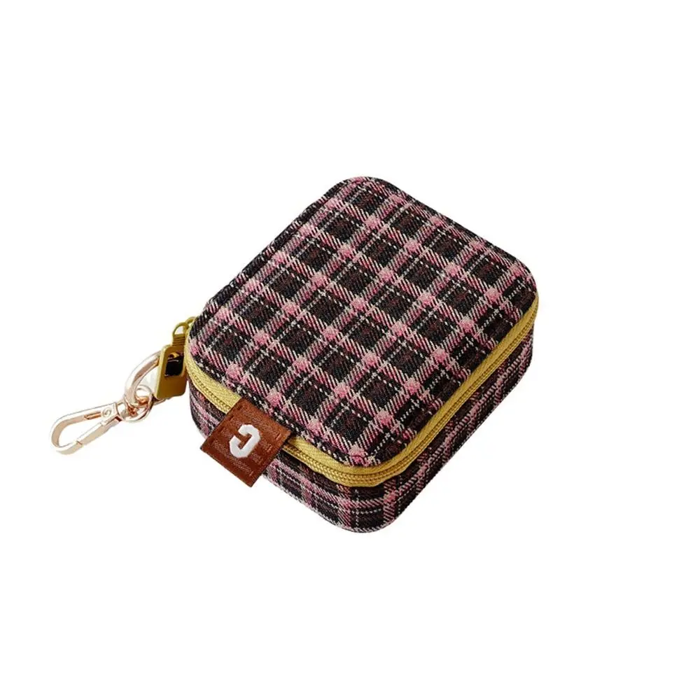 Mini With keychain Jewelry Storage Case Luxury Lightweight Ring Box Square Grid pattern Earrings Necklace Organizer Travel