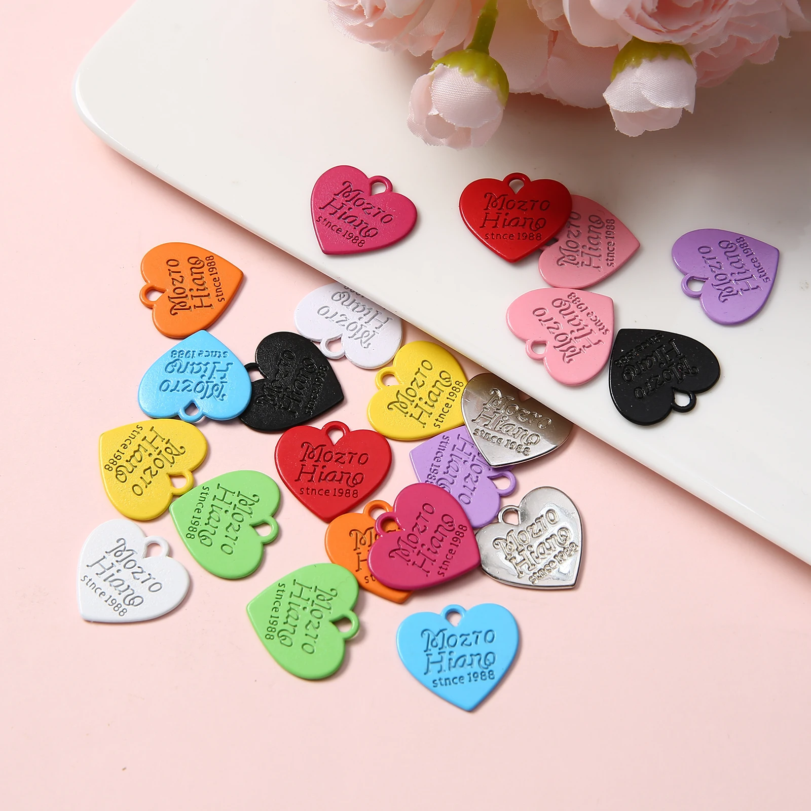 5/10/20/50/100 pcs colorful Metal Heart-shape Keychain Pandent Jewelry Key Ring Craft Making Supplies Accessories Findings
