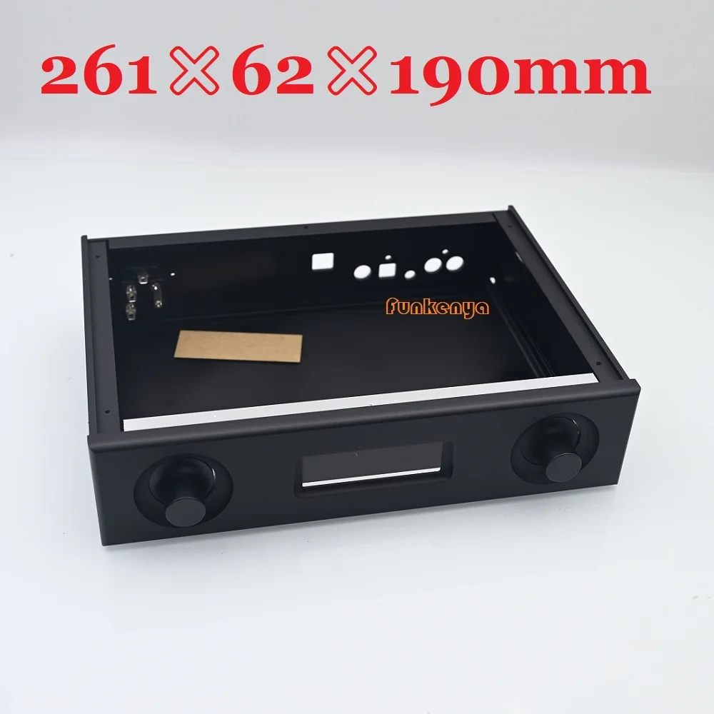 260x62x190mm Sandblaste Dual Channel Power Amplifier Supply Enclosure Home Audio DAC Decoder Case Aluminum Chassis LED Window