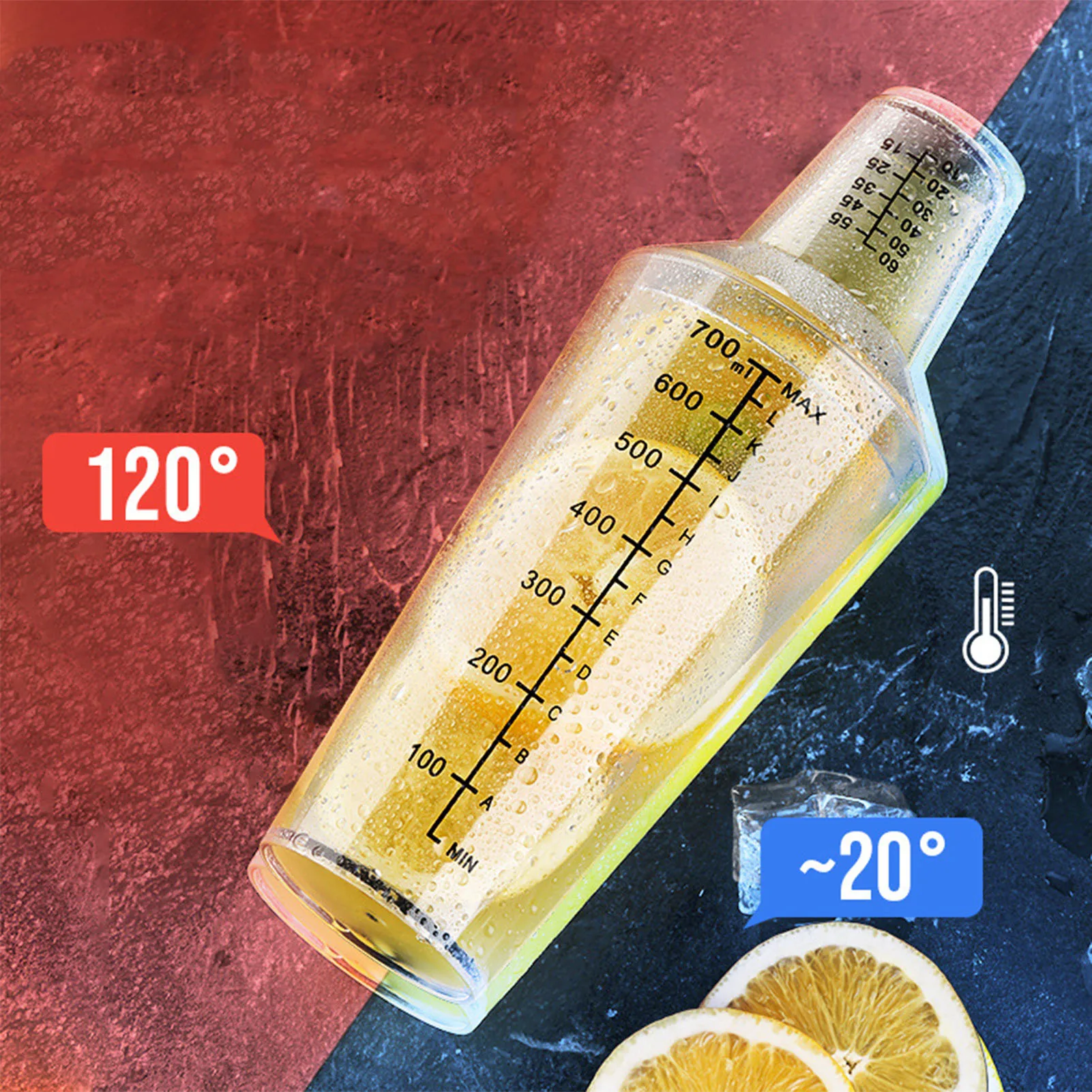 Conjunto de barman shaker resistente ao calor frio com escala, coqueteleira, ferramenta misturadora para loja de chá de leite, PC 700ml