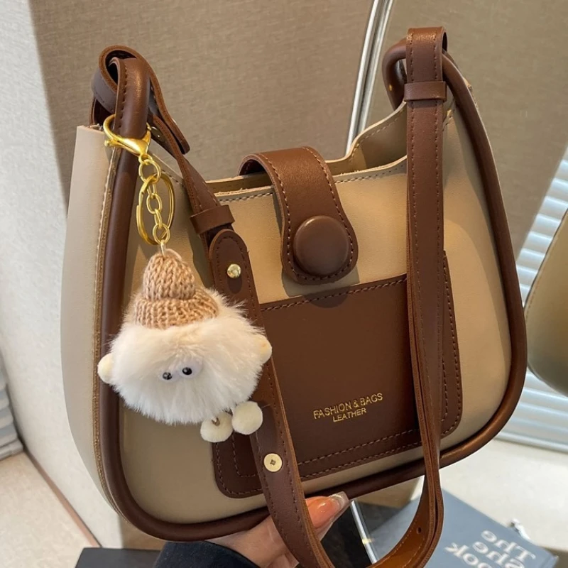 

New Women's Bag: Trendy Versatile Crossbody Bag, High-Quality Underarm Bucket Bag, Stylish Color-Block Commuter Small Bag