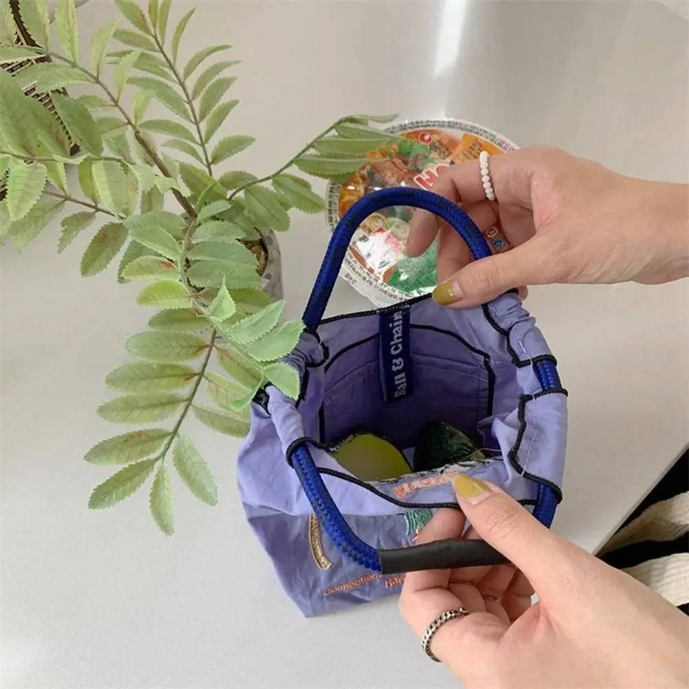 Versatile borsa in tela con ricamo a catena a sfera stampata borsa per la spesa borsa per il trucco Mini borsa per studenti in Nylon giapponese