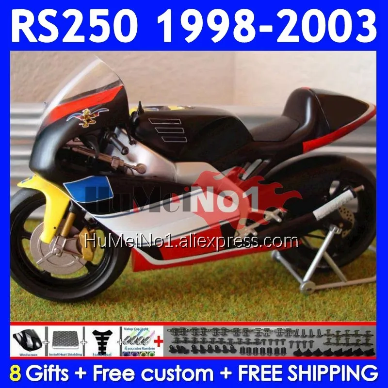 RS250RR For Aprilia yellow black RSV250 RS 250 RS250 RR 98 99 00 01 02 03 318No.4 RS-250 1998 1999 2000 2001 2002 2003 Fairing