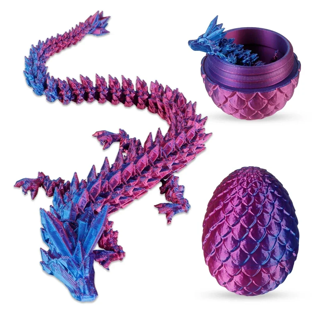 22cm 3D Printed Dragon 8.5cm Dragon Egg Set Gemstone Dragon toys Fully Articulated Crystal Dragon Collectible Surprise toy image 4