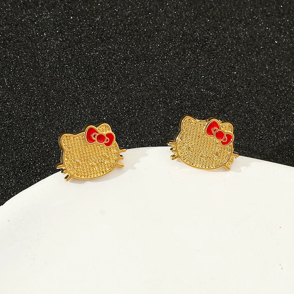 أنيمي سانريو مرحبا كيتي أقراط أنيمي الكرتون الشكل KT القط الأذن مربط فتاة مجوهرات الإكسسوارات الهدايا #6