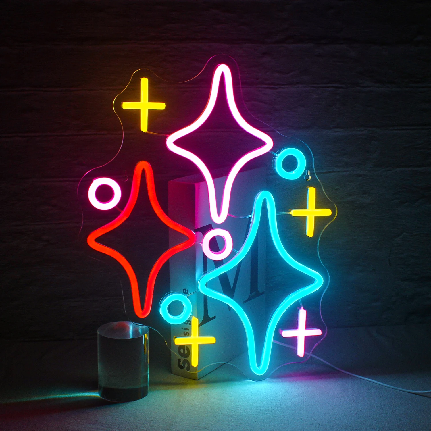 Sterren Neon Bord Geleid Kleurrijke Sterlichten Opknoping Kunst Wandlamp Voor Feest Bruiloft Game Room Festival Verjaardag Bar Licht Up Zuchten