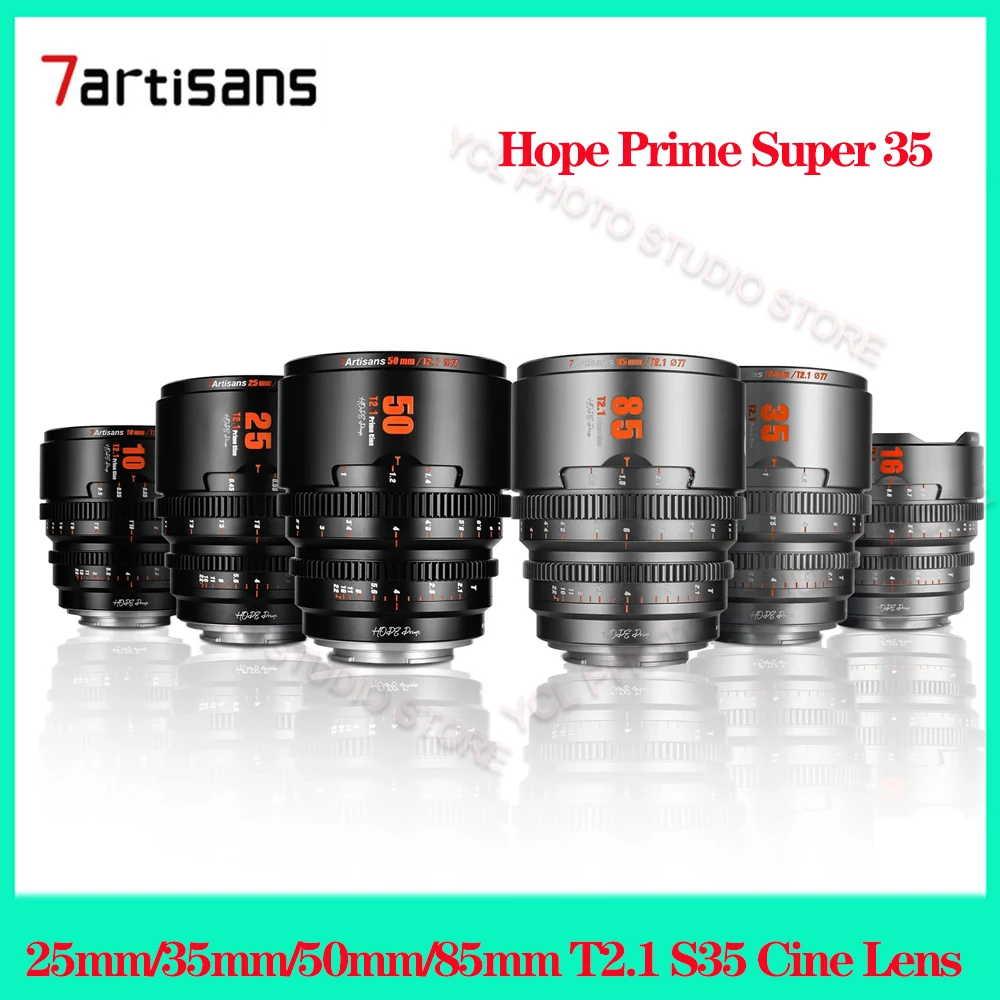 

7artisans 10mm/16mm/25mm/35mm/50mm/85mm T2.1 S35 Cine Lens Large Aperture For Sony Fuji Canon Macro 4/3 Mount Camera Shooting