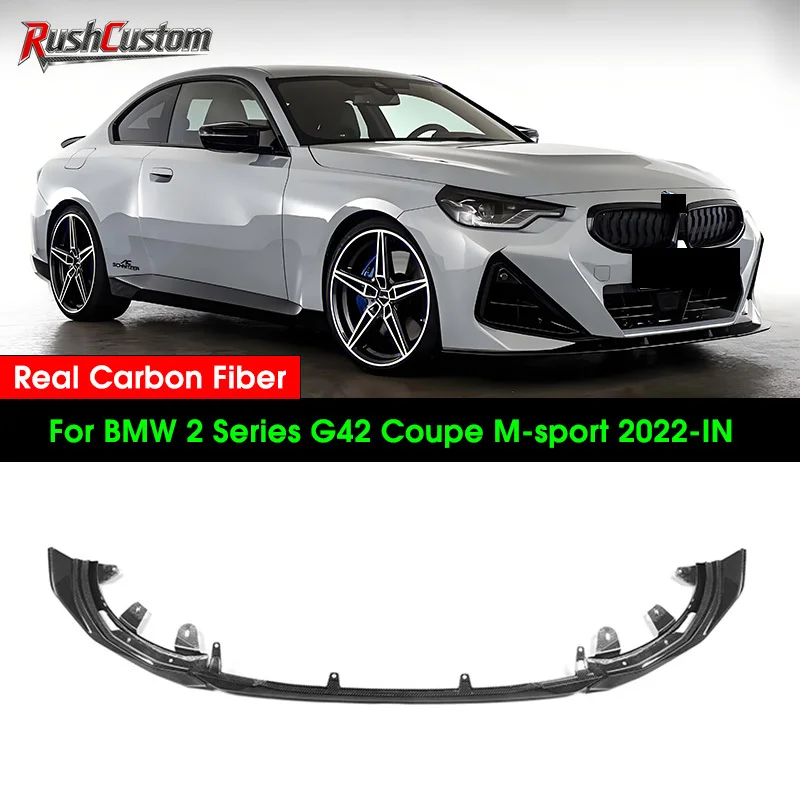 

For BMW 2 Series G42 Coupe M-sport 2022-IN 3 Pecies Real Carbon Fiber Front Bumper Lip Splitter Canards Lips Car Accessories