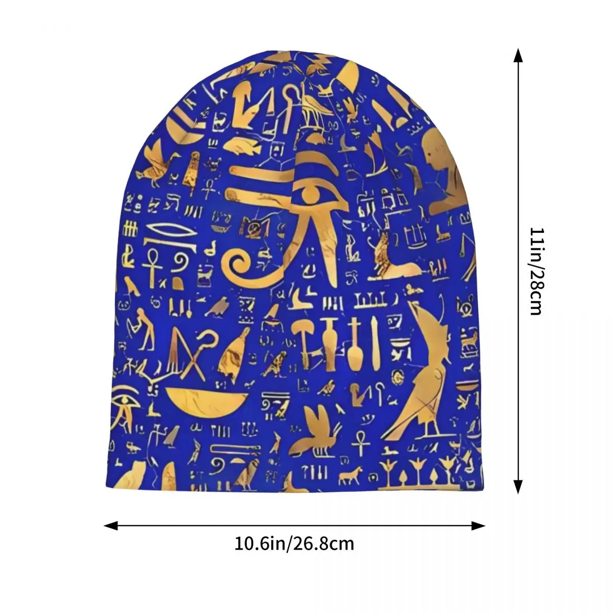 Ancient Egyptian Art Bonnet Hats Blue and Gold Beanie Hats Graphic Knit Hat Autumn Y2K Cool Men Women Unisex Gym Warm Soft Caps