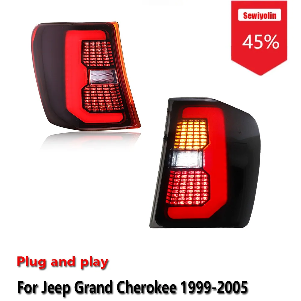 

Sewiyolin Car LED Upgrade Tail Light Accessories For Jeep Grand Cherokee 1999-2005 DRL Brake Turn Signal Lamp Plug and Play