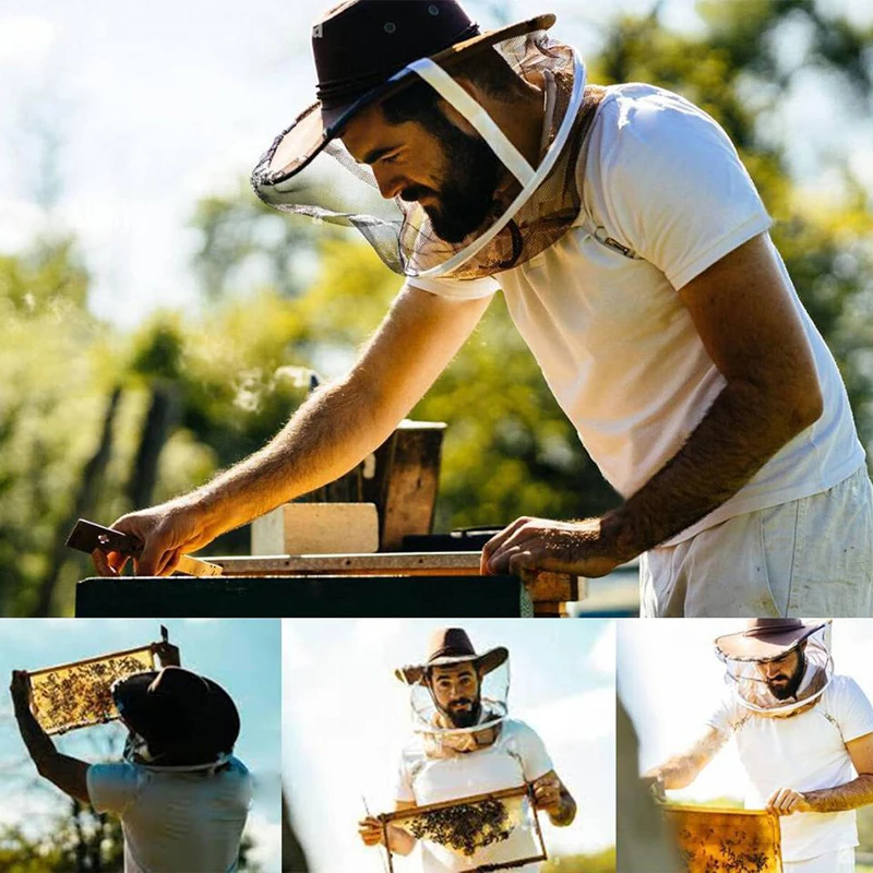 Chapelaria de malha envolvente completa, protetor solar respirável, capuz anti-abelha leve, Redes apicultura seguras, chapéus de cowboy protetores