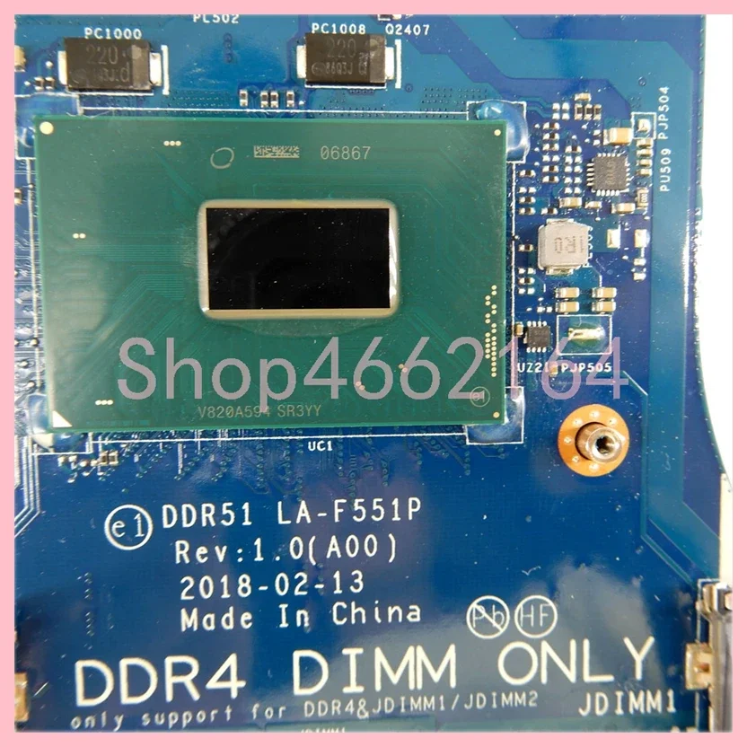LA-F551P With i5-8300H i7-8750H  CPU GTX1060M GPU Mainboard For Dell Alienware 15 R4 17 R5 Laptop Motherboard 100% Tested OK