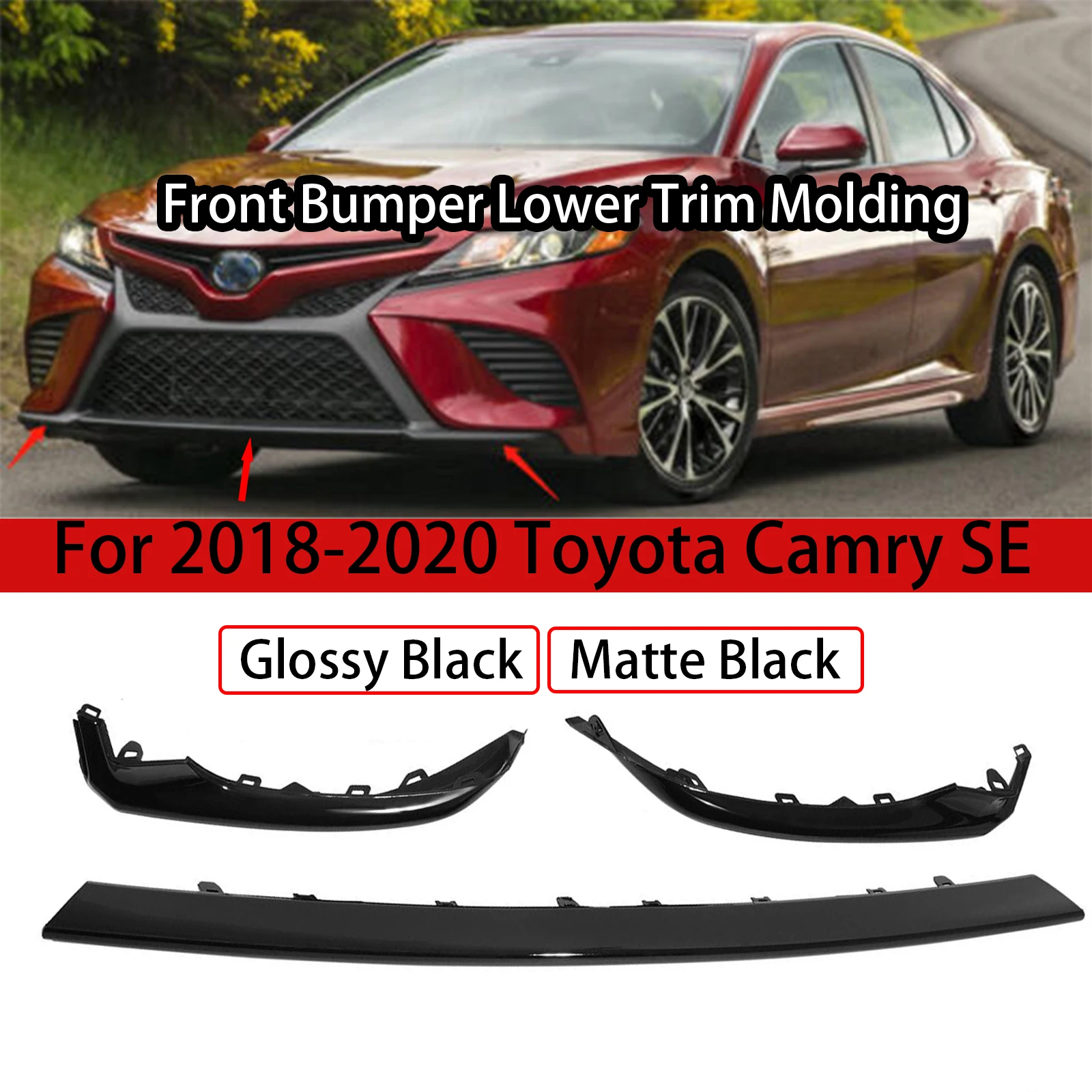 

For TOYOTA Camry SE XSE 2018-2020 Replacement part Front Bumper Splitter Lip Grille Lower Trim Molding Diffuser Cover 5312206040