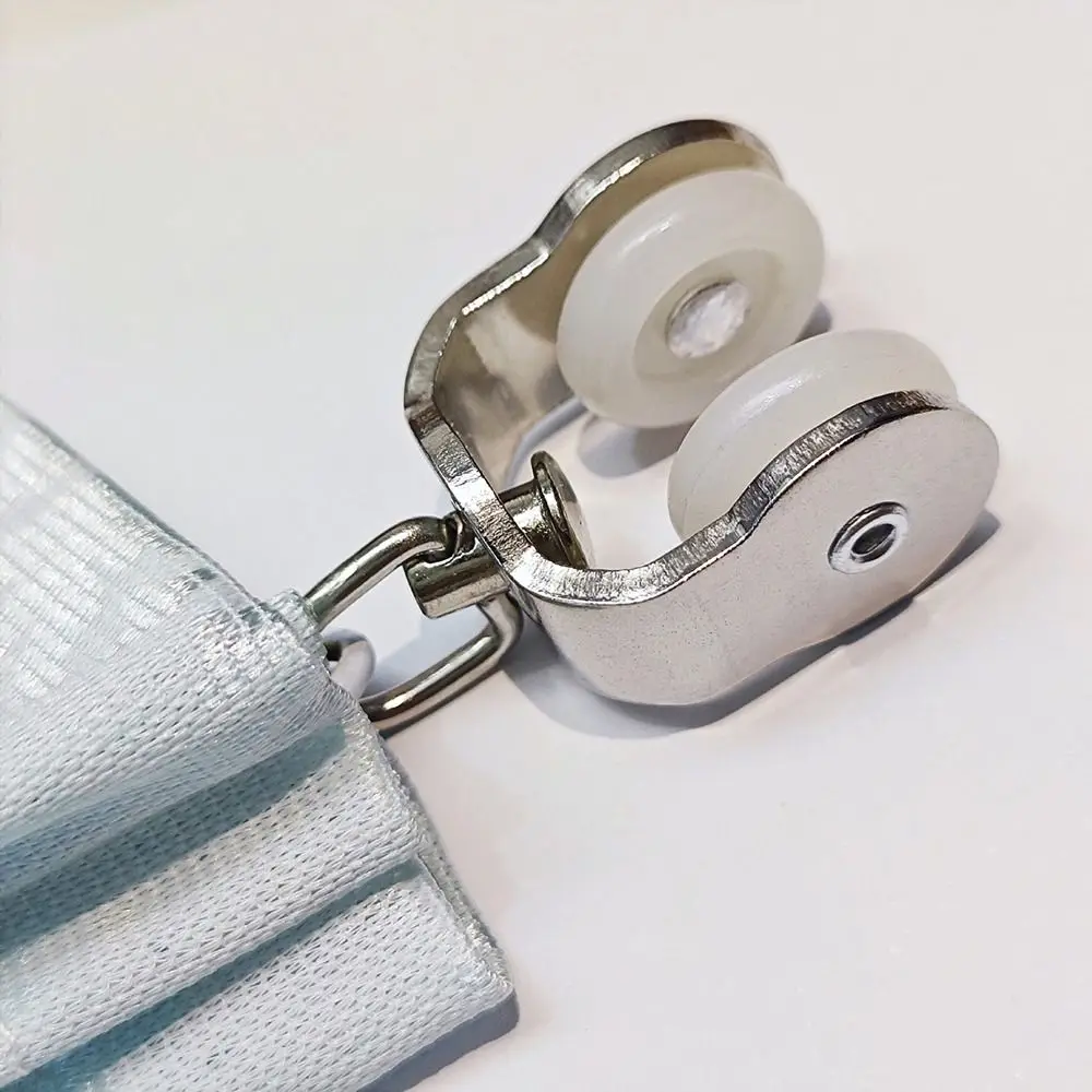 10Pcs Straight Curved Track Rollers Curtain Wheels Rail Furniture Hardware Decorative Curtain Rod Pulley Hanging