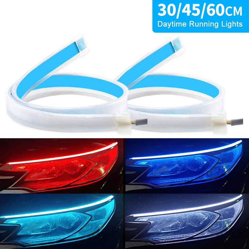 

Car RGB LED Strip Lights Daytime Running Lamp Sequential Yellow Turn Signal Headlight Angel Eye Neon DRL Strip Flexible Tube 12v