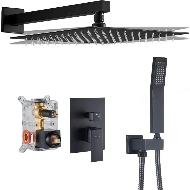 

Cobbe Shower System, Shower Faucets Sets Complete, 12 Inches Matte Black Shower Fixtures with Handheld