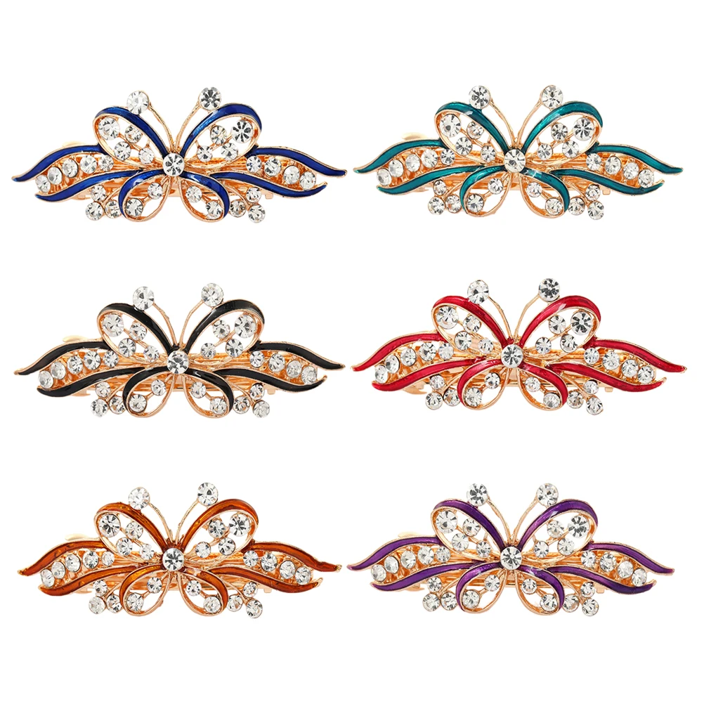 

6pcs 6CM Women Spring Clips Bow Hair Accessories Hair Bow Clips Bow Tie Hairpins Hair Clips French Clip Clasp for Girls and Ladi