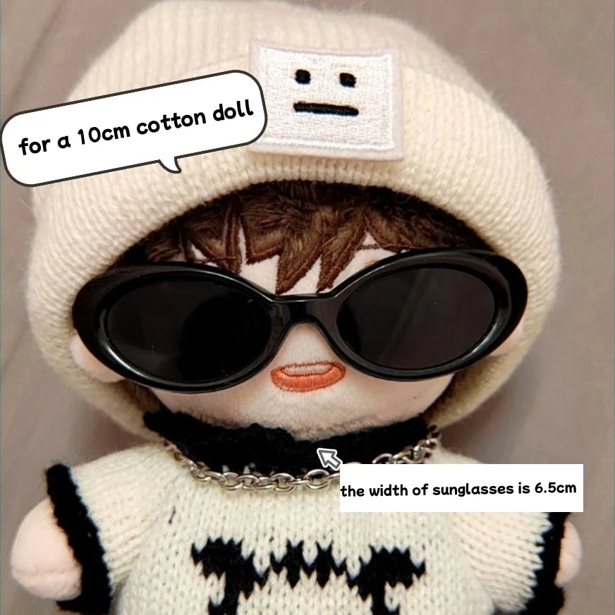 Mini Oval Sunglasses for Labubu Accessories Fashion Plastic Glasses for Mini Plush Cotton Labubu Doll Sunglasses Accessories