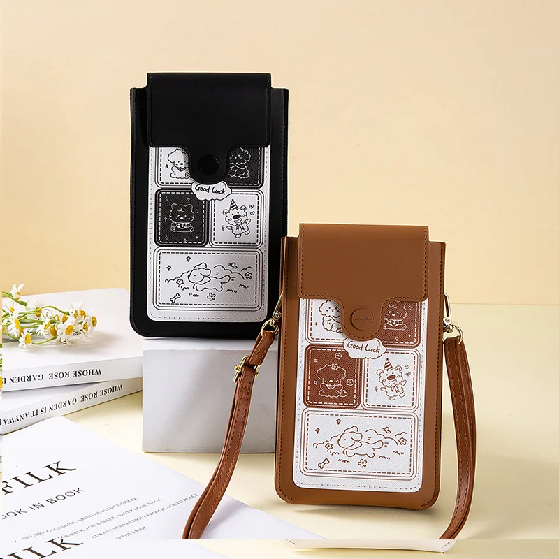 

2024 New Touch Screen Girls Mobile Phone Bag Cute Ladies Shoulder Crossbody Bag Thin Mini Phone Bag