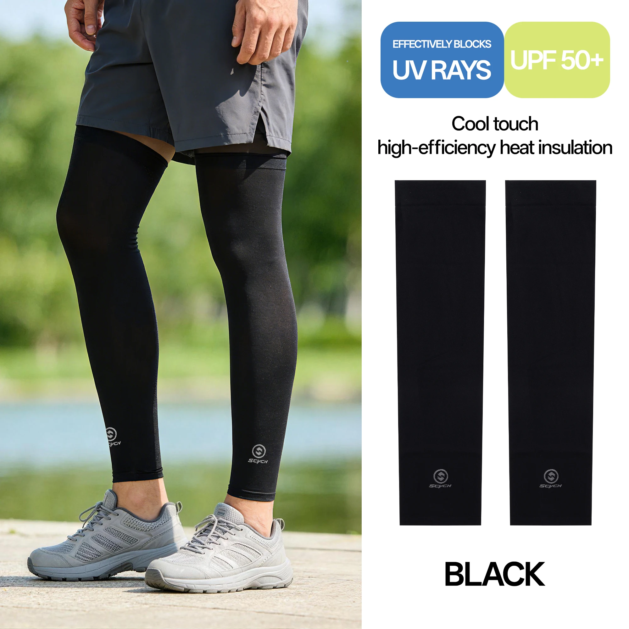 SCVCN Mangas de Compressão para Pernas e Braços, Proteção Solar Anti-UV, Tecido Refrescante, para Ciclismo, Corrida, Fitness e Esportes
