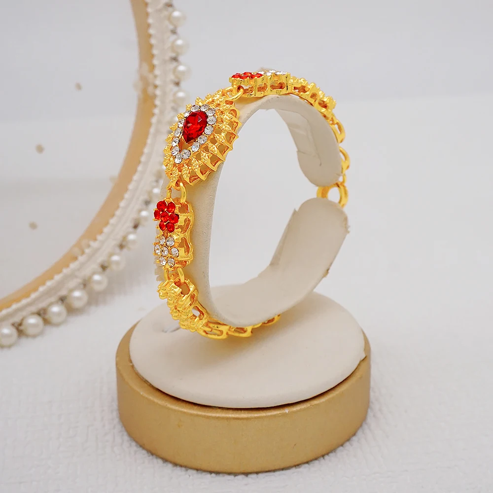 Luxus Dubai Gold Farbe Doppels chicht Halskette Schmuck Sets für Frauen afrikanischen Wasser tropfen Kristalls chmuck indischen Set Geschenke – Detail 3