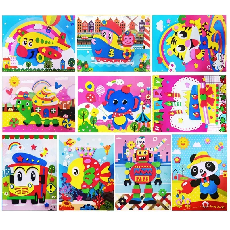 10Pcs/set 3D EVA Sponge Stickers DIY Handicraft Educational Brain Game Toys for Children