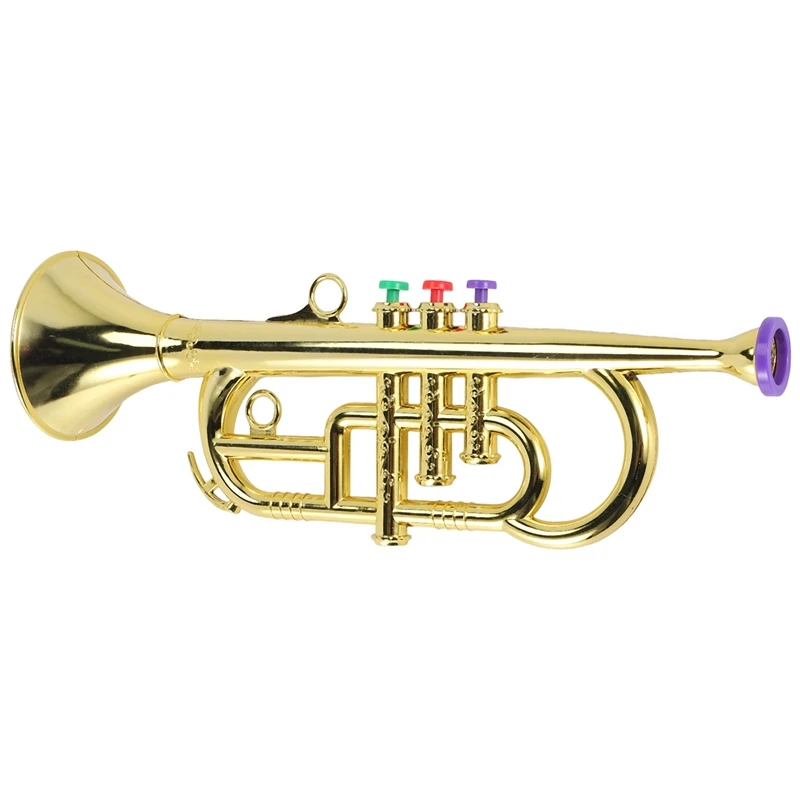 Trumpet 3 Tones 3 Colored Keys Simulation Play Mini Musical Wind Instruments for Children Birthday Party Toy Gold