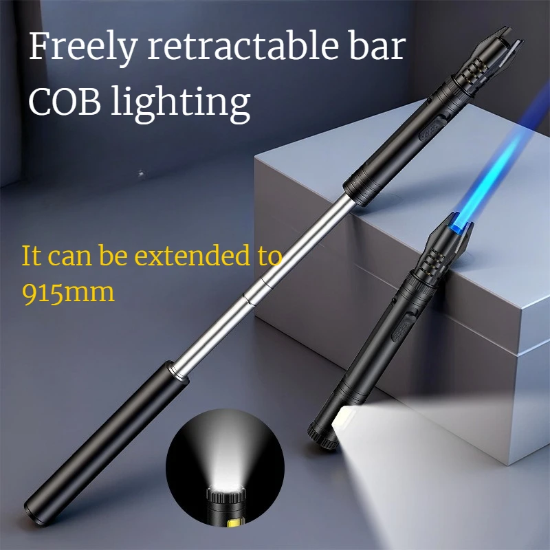 

New Handheld Freely Extendable Rod Extended Inflatable Lighter High-temperature Flamethrower Cigarette Accessories Gift